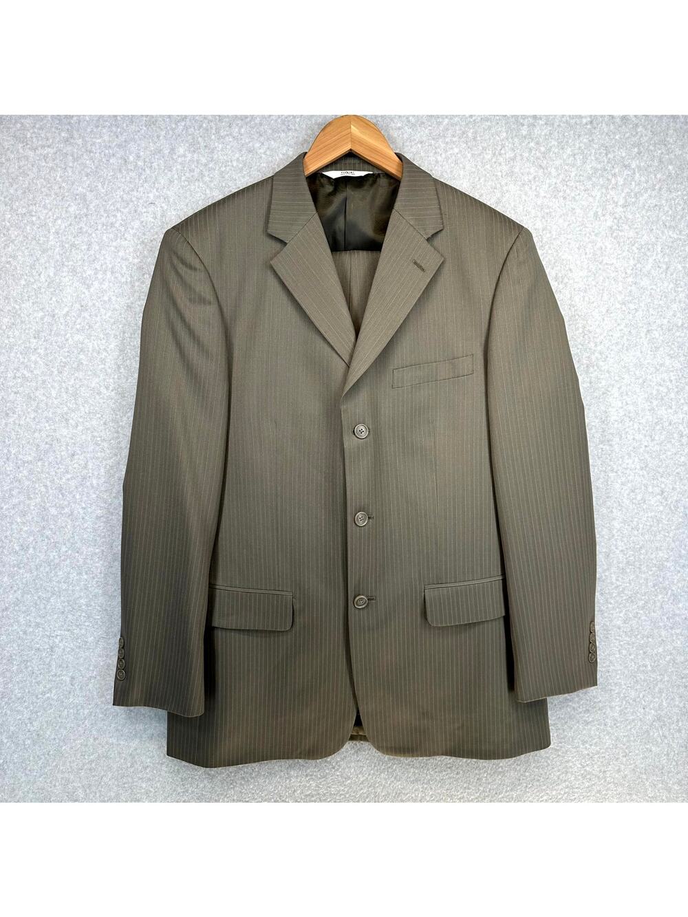 Versini Blazer Jacket Mens Size 41 Long Brown Pinstripe 100% Wool 3-Button Coat